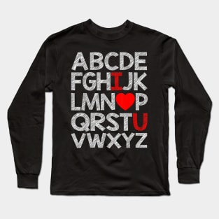 Alphabet ABC I Love You Funny Valentines Day Heart Gifts Long Sleeve T-Shirt